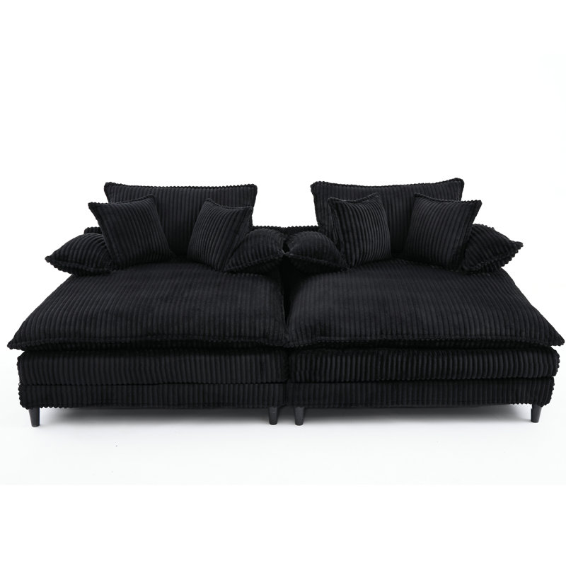  109" W Oversized Double Lounge Chaise, Black