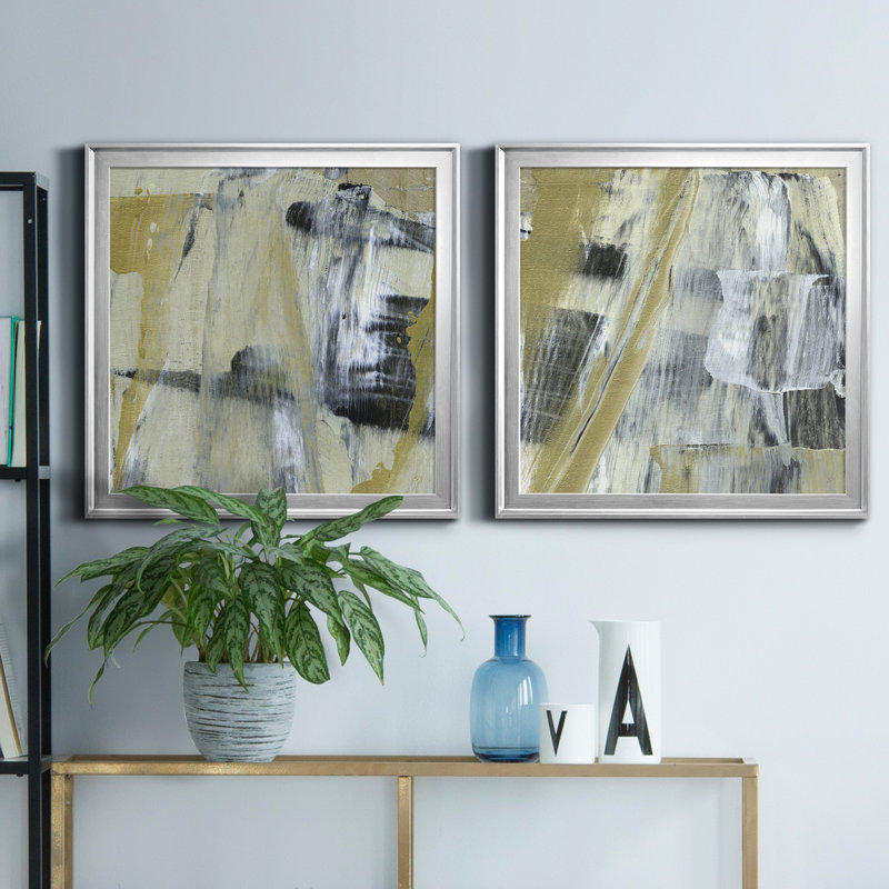 Alder Creek I - ensemble de 2 peintures sur toile encadrées, H 22,5 po x l 45 po x P 1,5 po, Argent