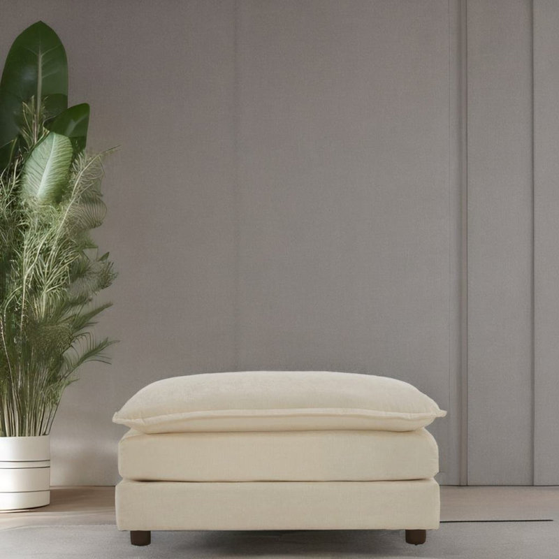 Repose-pieds Nananne, Chenille beige, Standard
