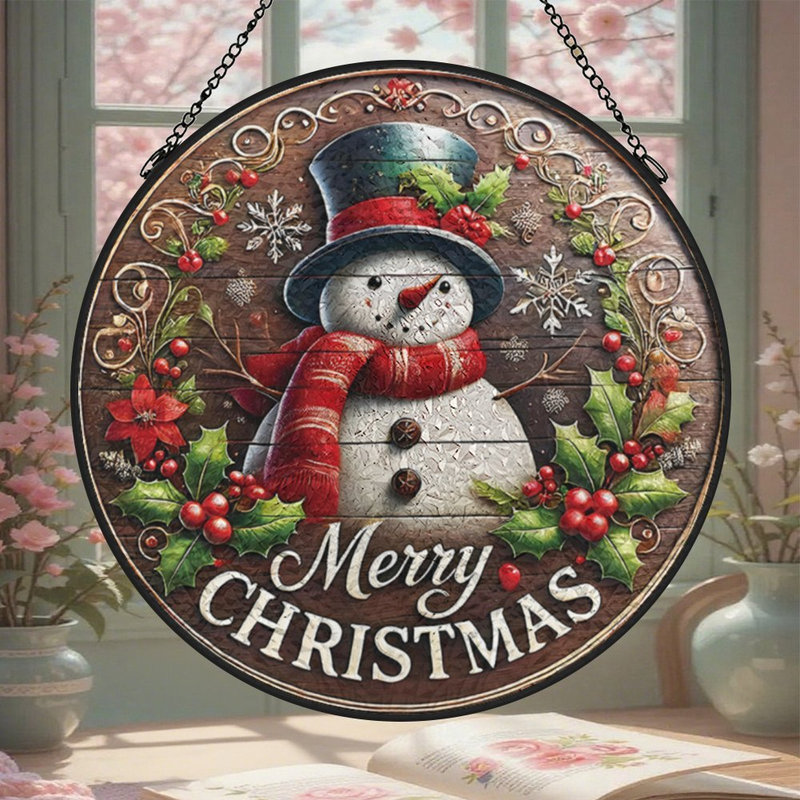 Merry Christmas Snowman, 3,5 x 3,5 po (9 x 9 cm)