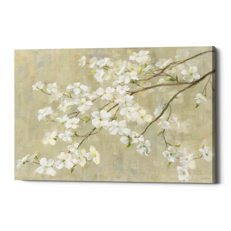 «Dogwood in Spring Neutral Crop» par Danhui Nai, art mural sur toile, H 40 po x l 60 po x P 1,5 po