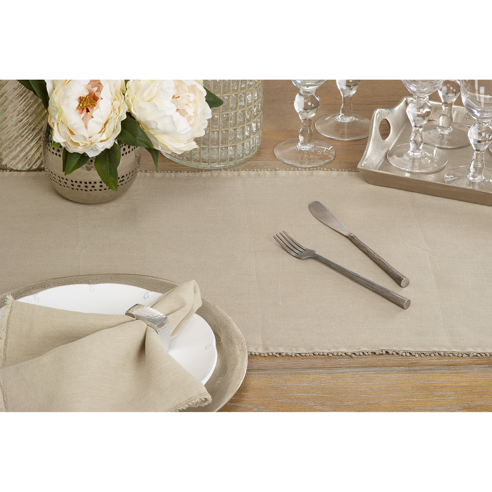 Zadia 72" Linen Table Runner, Natural