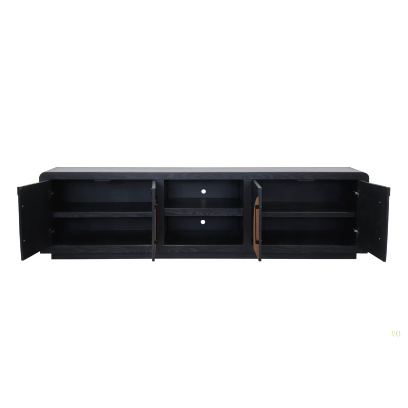 Meuble télé Eclipse de 92 po pour téléviseur de 100 po ou moins, aucun assemblage requis, Noir