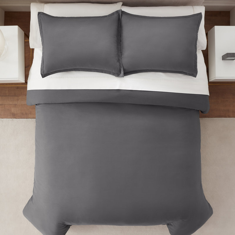 Gray Twin/Twin XL Microfiber Duvet Cover Set with Sham