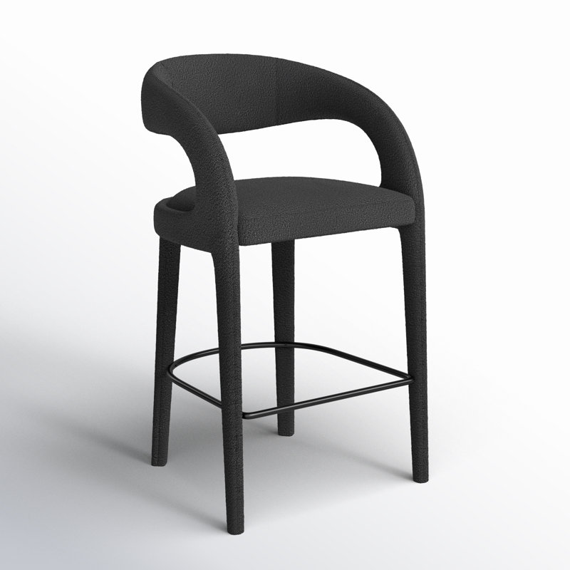 Geoffrey Counter & Bar Stool, Bar Stool (30.51" Seat Height), Fiqa Charcoal Boucle/Polyester