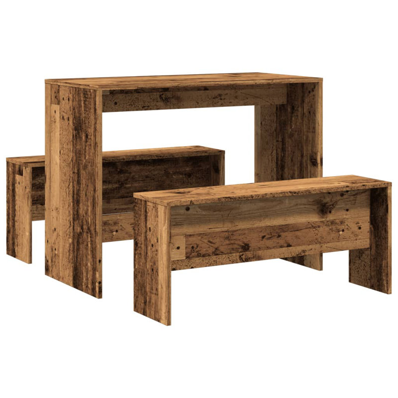 Dining Table And Bench Set Engineered Wood Medium, Brown