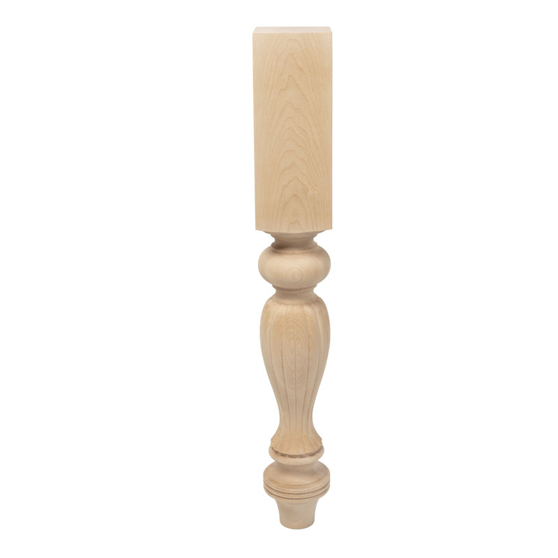 Unfinished Hard Maple French Kitchen Island Leg 35.25" High