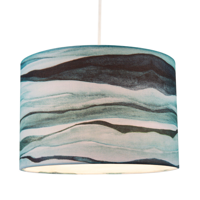 20 cm H Drum Cotton Lamp Shade ( Screw On ) in Teal