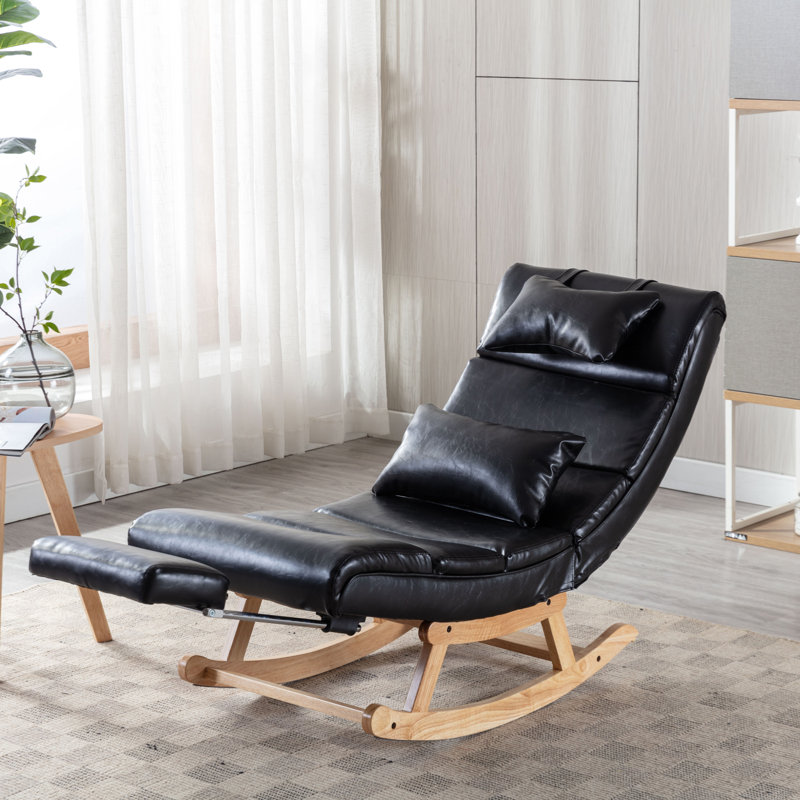 Chaise berçante Emberto, Tissu en microfibre noir
