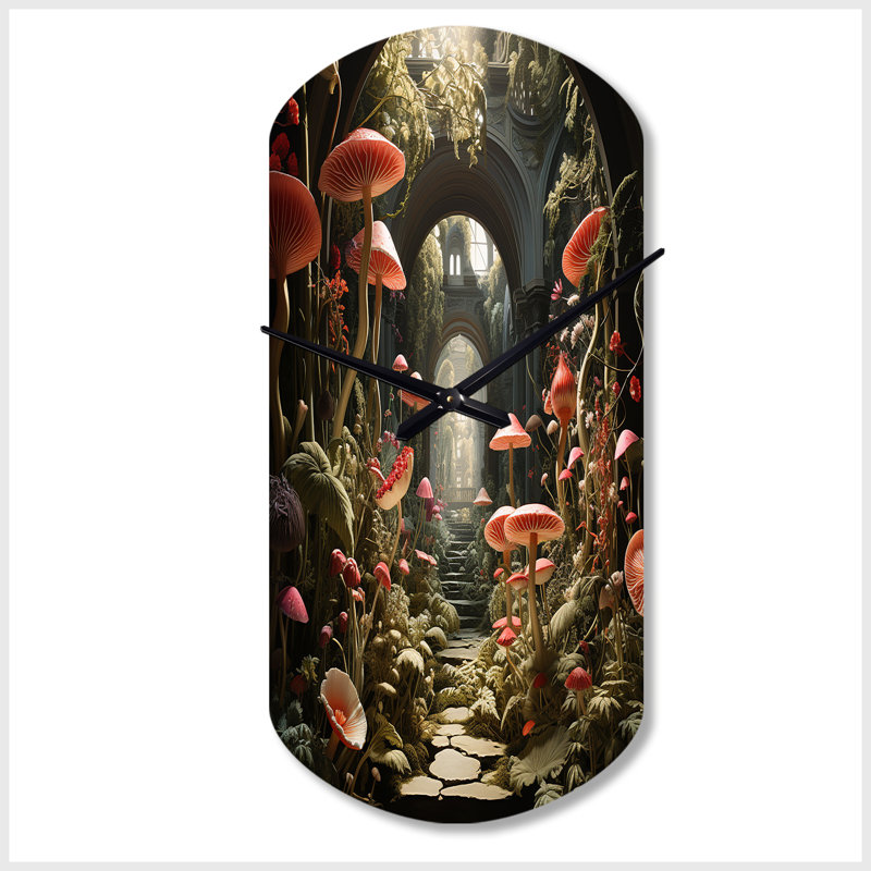 Horloge murale champignon Kartar The Secret Garden - champignon asymétrique, Grand