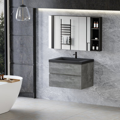 Meuble-lavabo simple 30 po avec plateau en quartz Houstonia