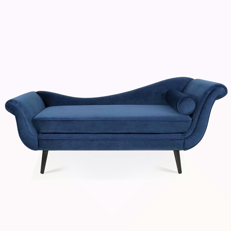 Chaise longue avec accoudoirs à volutes, Bleu