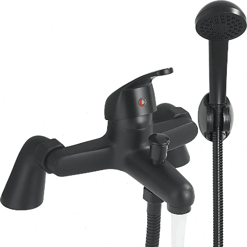 Black Luxury Bathroom Sink Bath Filler Tap Shower Mixer Taps with Hand Held Set