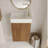 Compact Modern Vanity And Sink, Walnut Finish, Space-saving Design