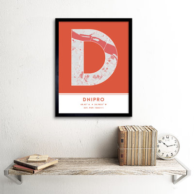 Dnipro City Map Dnipro Orange - Single Picture Frame Typography