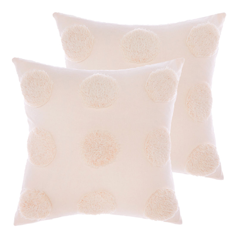 Polka Dots Square Cushion, Peach, Feather