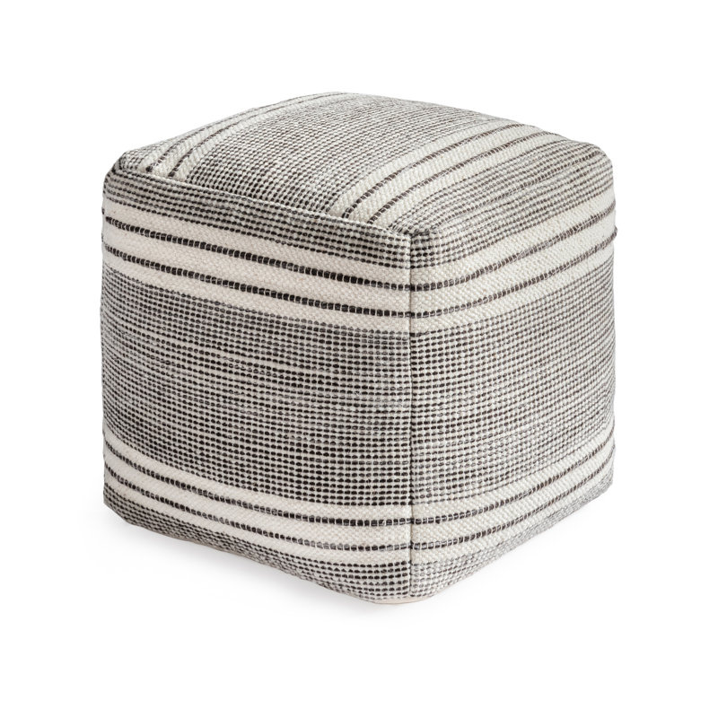 Arden 16" Chocolate and Natural Upholstered Pouf Ottoman, Chocolate