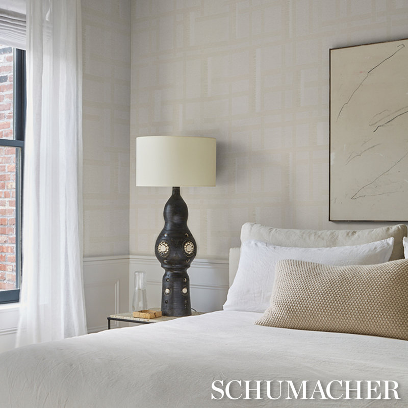 Schumacher x Patterson Flynn Axel Plaid Wallpaper, Parchment