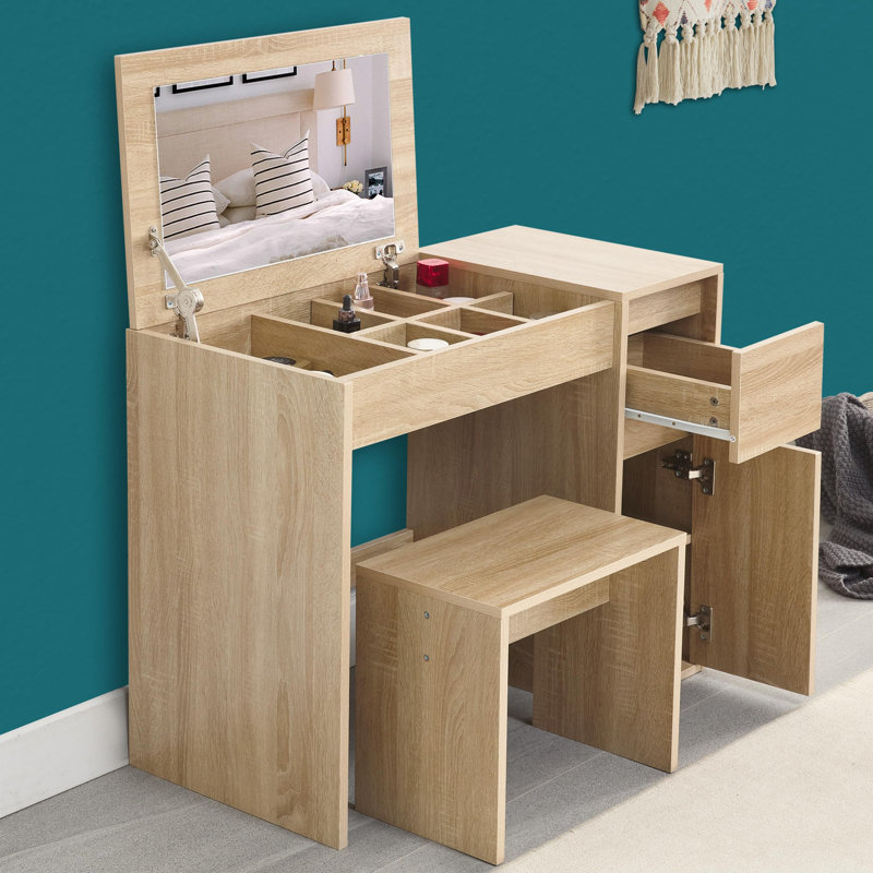 Claverton Dressing Table with Mirror, Brown
