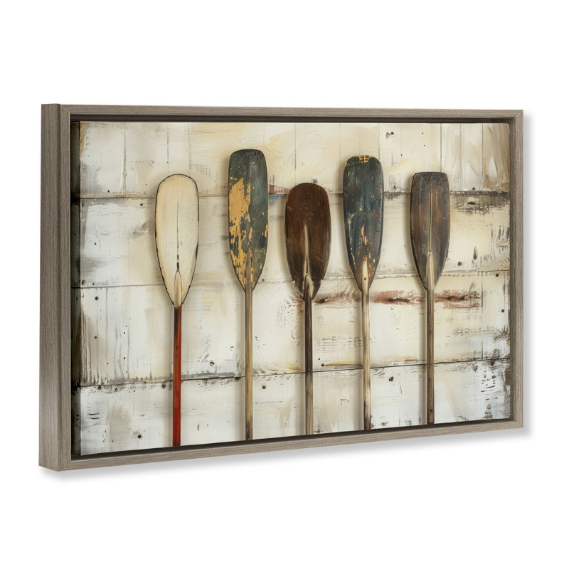  Toile flottante encadrée «Rustic Oar» par Arlington Prints, Cadre flottant orme Montalcino, H 21 po x l 31 po
