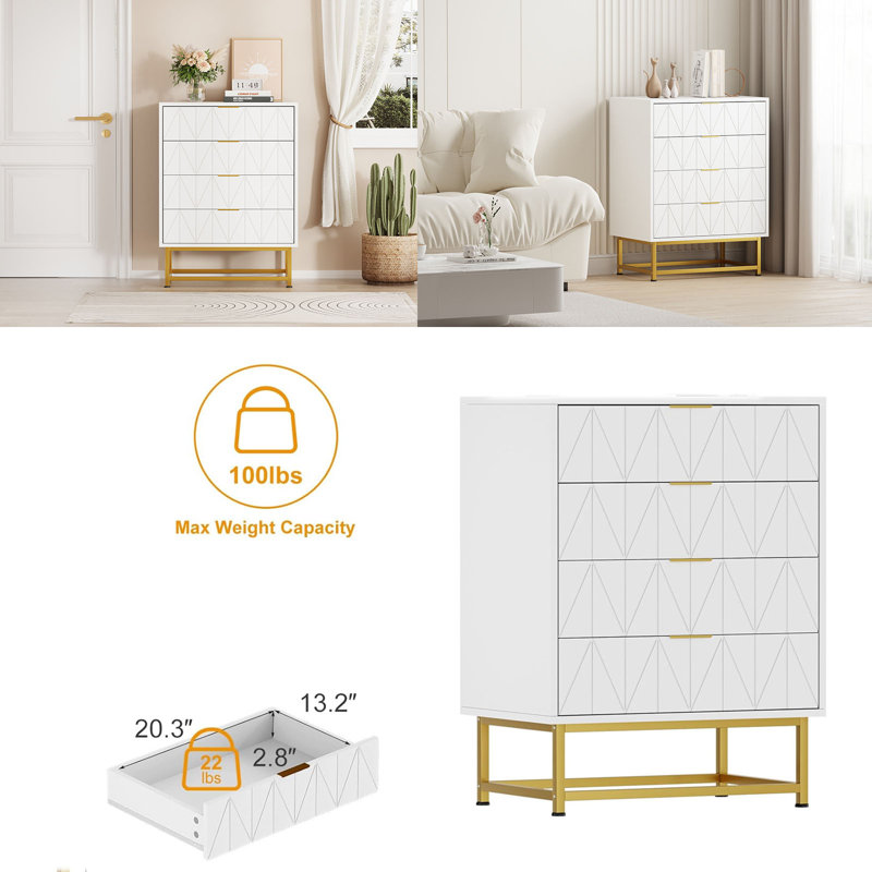 39.9 cm W Chest of 4 Drawers