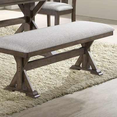 1pc Rustic Upholstered Dining Bench Rich Wood Finish Wooden Dining Room Furniture Brown
