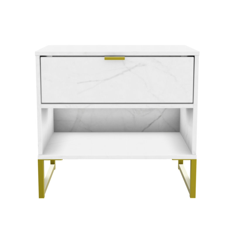 Fully Assembled Dolly 1 - Drawer Nightstand, Marble