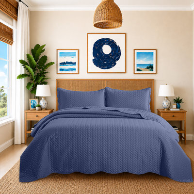 Ensemble de couvre-lit en microfibre gaufrée California King – Ensemble de literie léger et surdimensionné