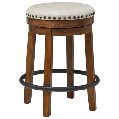 Marlar Swivel Upholstered Counter Stool with Solid Wood Frame