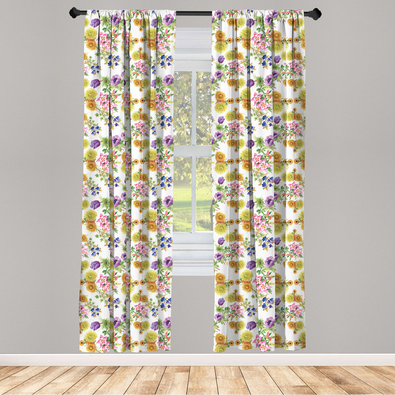 Floral Semi-Sheer Rod Pocket Curtain Panels, 28" x 84"