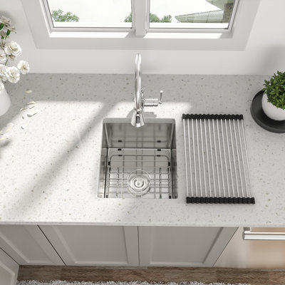 Undermount Sink, Undermount Stainless Steel Kitchen Sink 16 Gauge Single Bowl Kitchen Sink Deep Bar/Prep Sink Basin