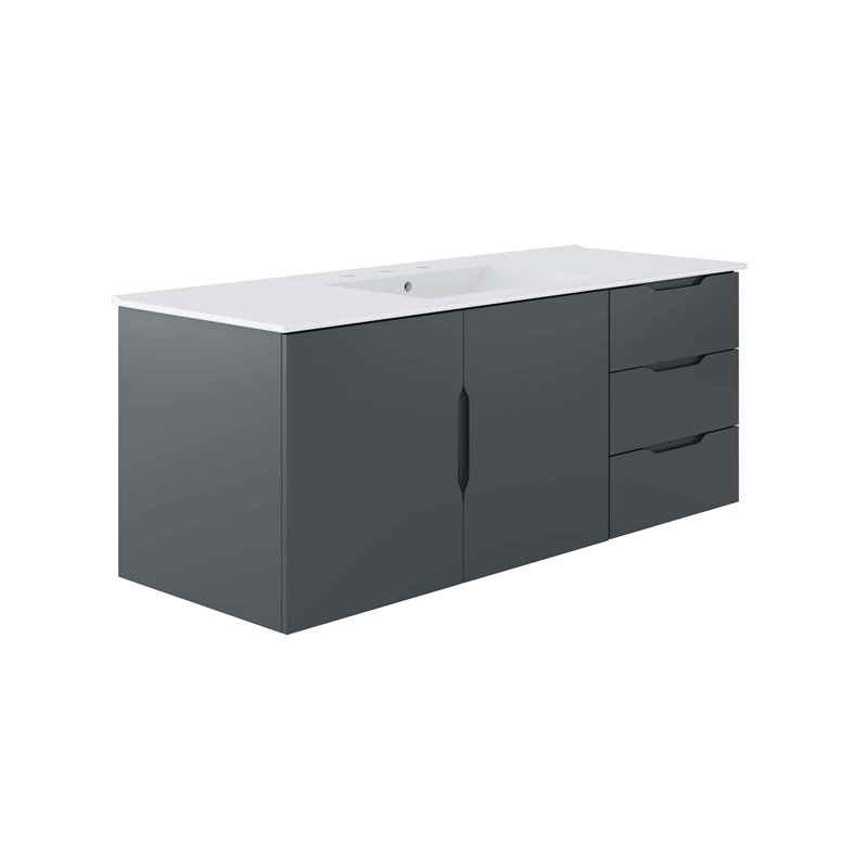 Modway Vitality 48" Single Sink Bathroom Vanity, Gray, White