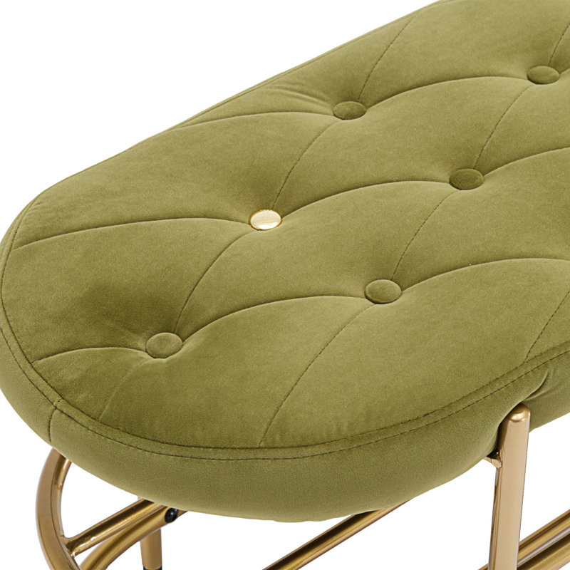 Banc de rangement en velours Rosheda, Vert olive