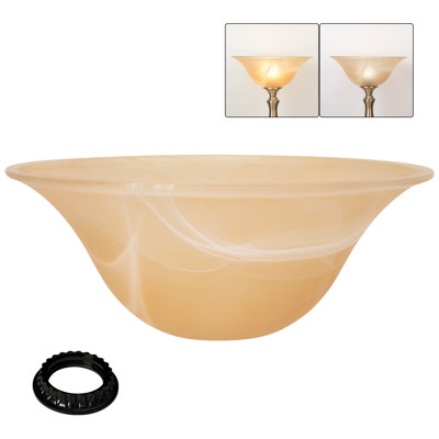 Glass Gomas Replacement For Torchiere Floor Lamps，Gomas For Floor Lamp Compatible With E26 Socket, Standing Lamp Replacement Shade, Alabaster Glass Bowl Shade,e26 Socket Not Include (amber)