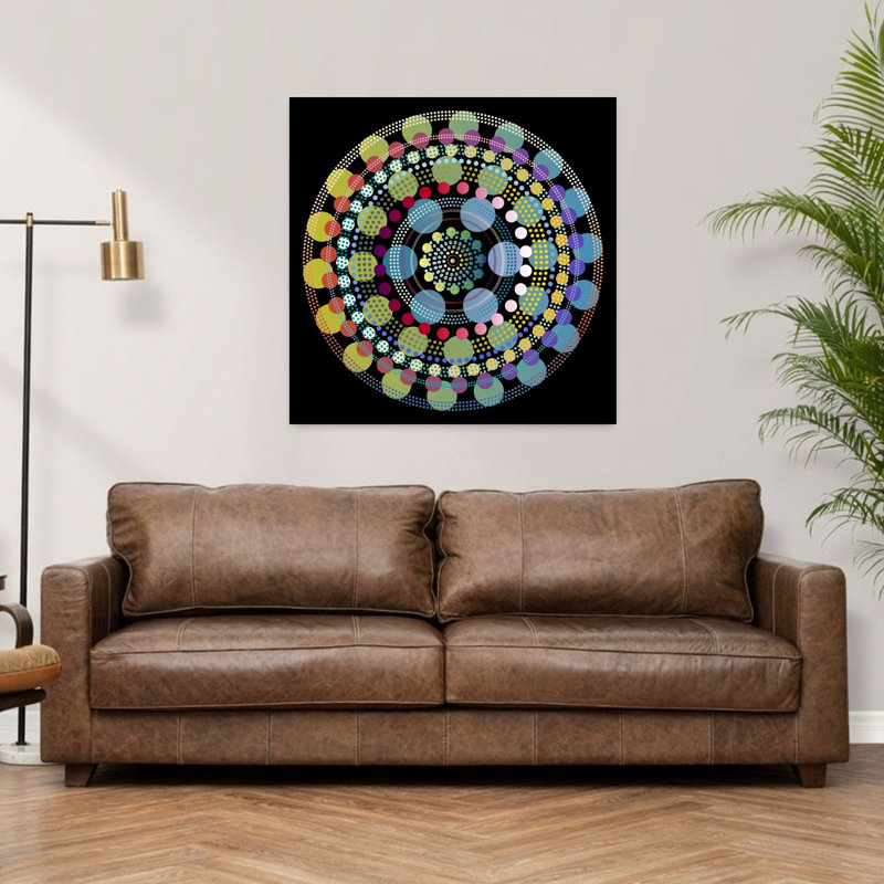 Art contemporain, art moderne géométrique coloré, H 36 po x l 36 po