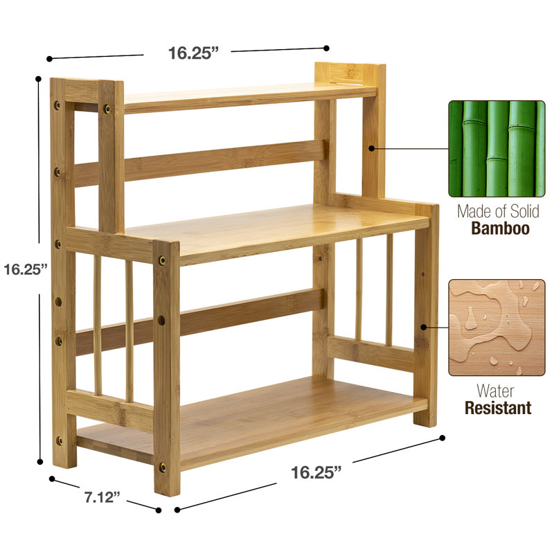Natural Bamboo 3-Tier Countertop Organizer and Spice Rack