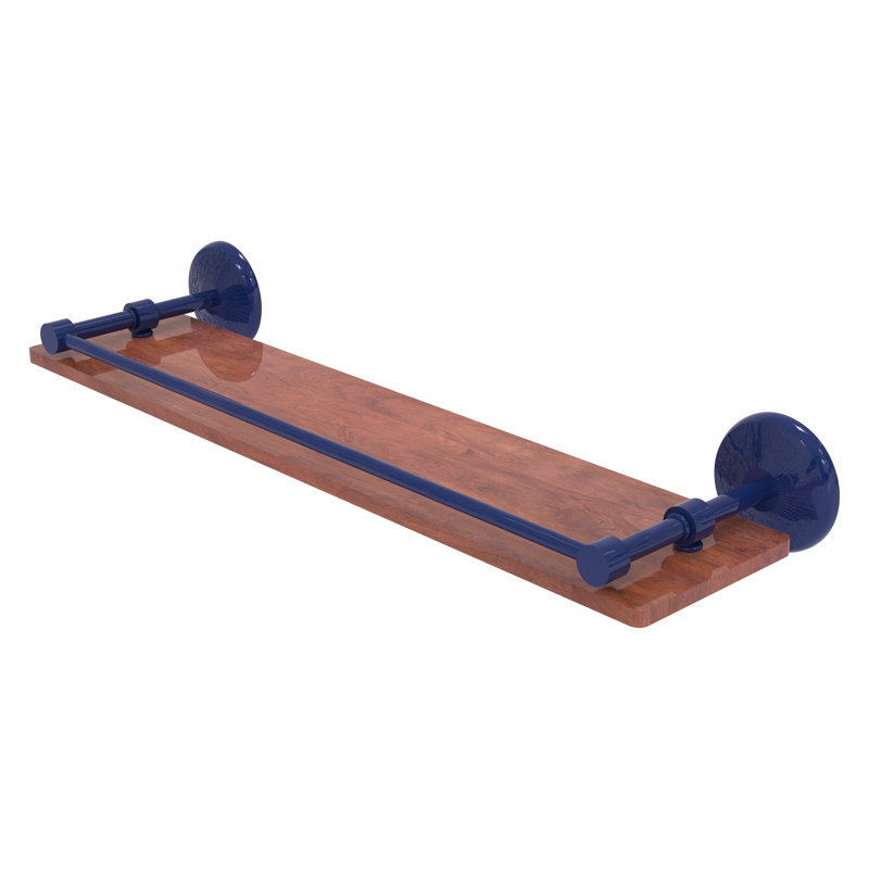 Tablette en bois de fer massif IPE de la collection Yae Carlo, H 3 po x l 22 po x P 5 po, Bleu méditerranéen