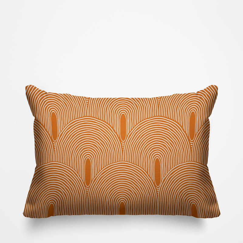 Coussin décoratif intérieur / extérieur Roli Boho, Orange, H 14 po x l 20 po