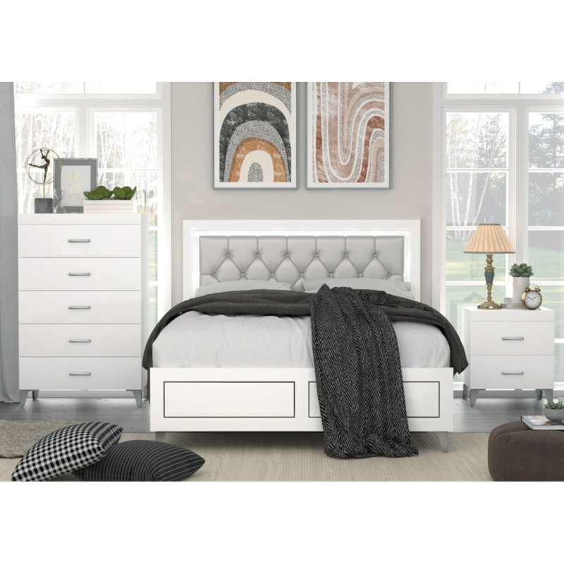 Ensemble de chambre avec lit plateforme 3 pièces Casilda, Très grand