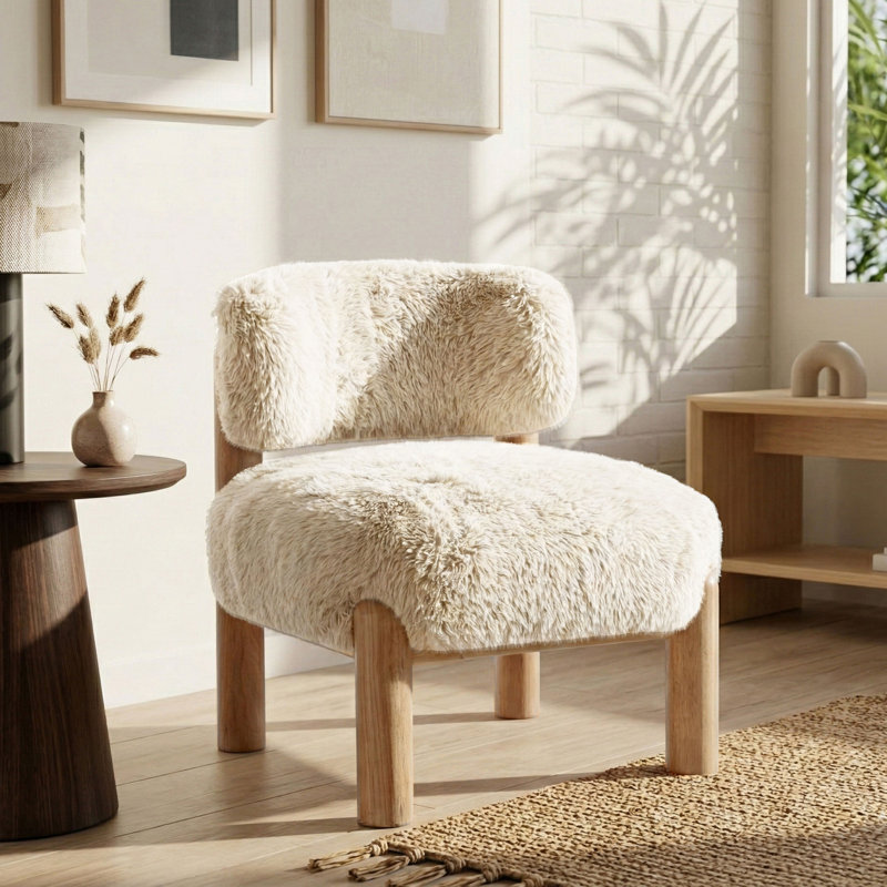 Lana Fabric Upholstered Accent Chair, Beige