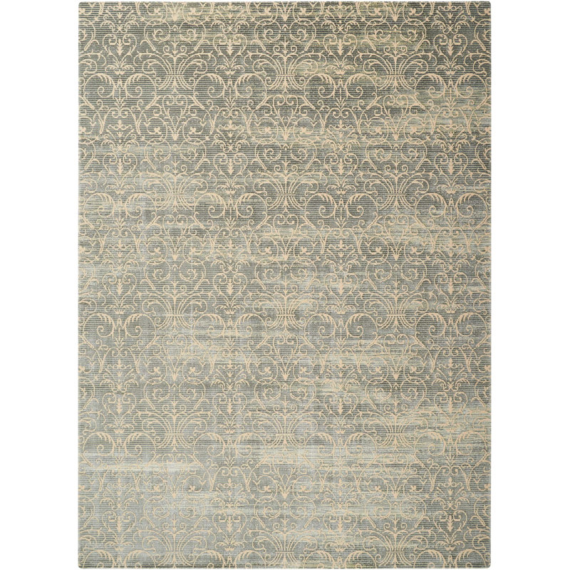 Hyeon Viscose Damask Indoor Rug, Rectangle 5'3" x 7'5"