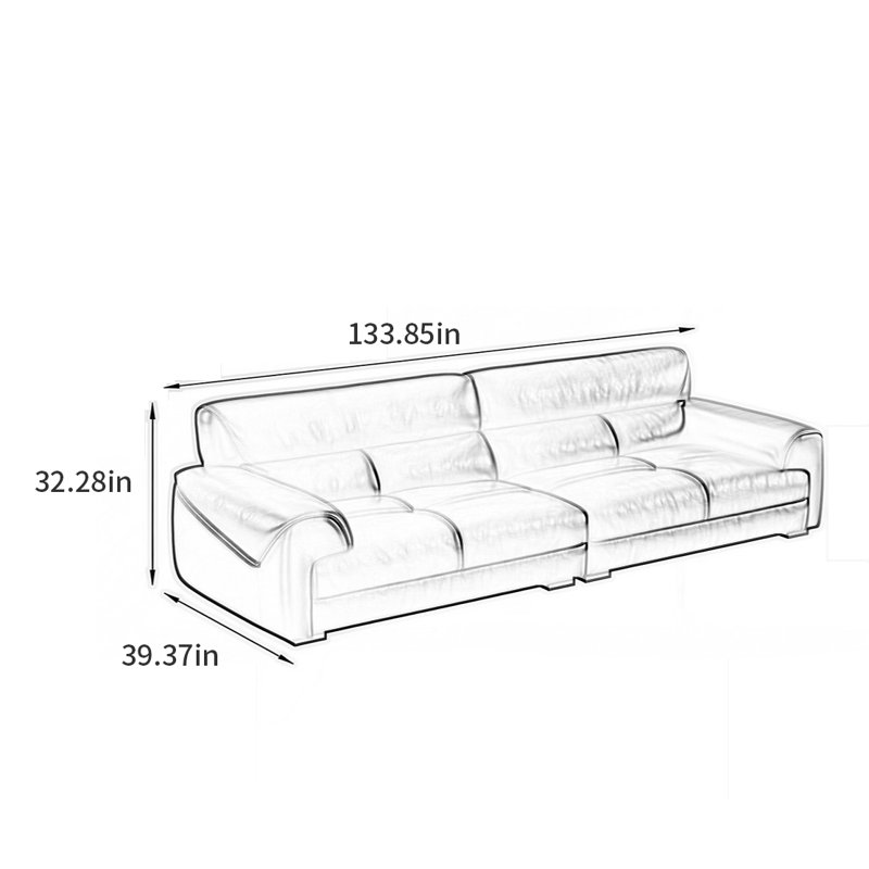 Canapé simple moderne de style rétro, H 32,28 po x l 133,85 po x P 39,37 po, 5