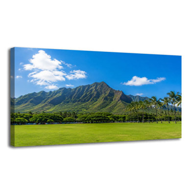 Canvas Wall Art Kualoa Ranch Oahu Island Hawaii Wall Decor for Living Room Bathroom Bedroom Office 20"H x 40"W Art Paintings, Ready to Hang