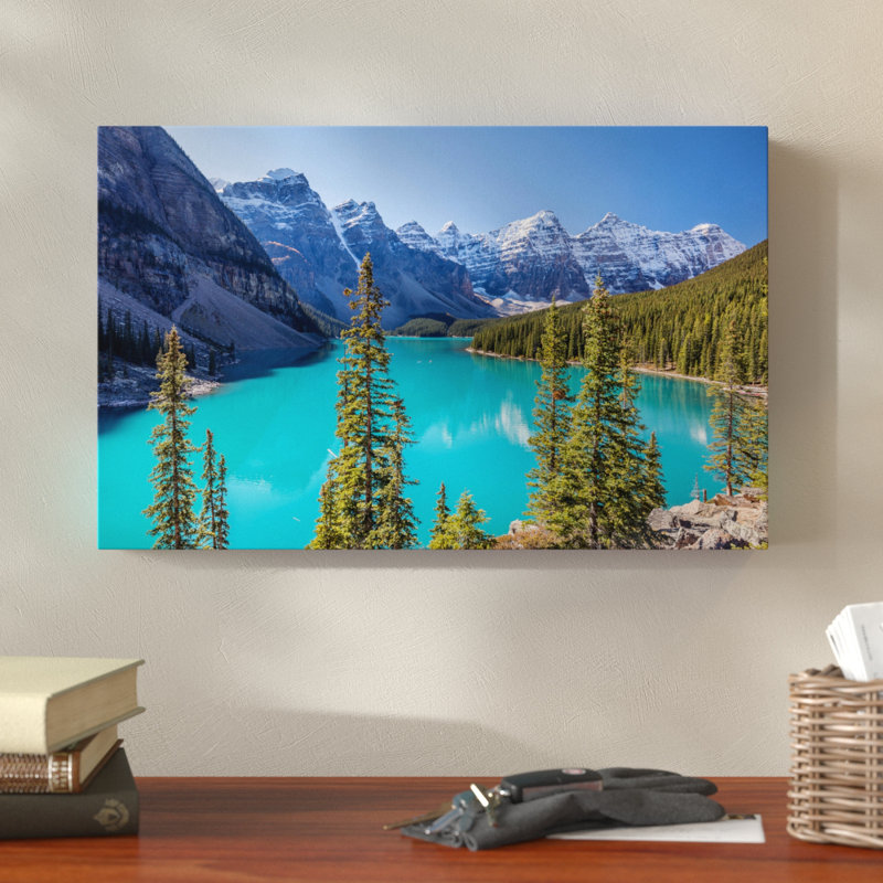 « turquoise moraine lake », reproduction de photo sur toile tendue, H 12 po x l 19 po x P 2 po