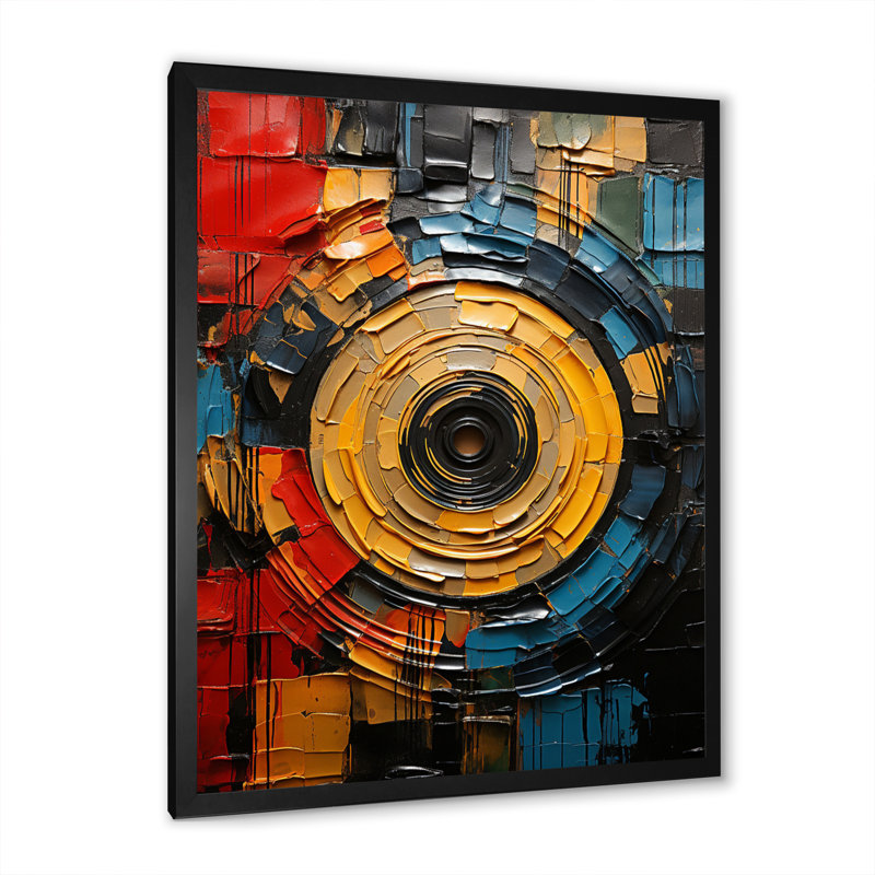 Musique sur toile, impression de mosaïque de disque vinyle, H 32 po x l 16 po x P 1 po, Cadre simple noir