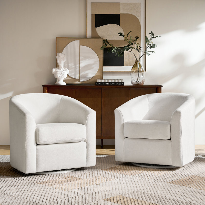 Fauteuil d'appoint pivotant rembourré Amiir, Blanc