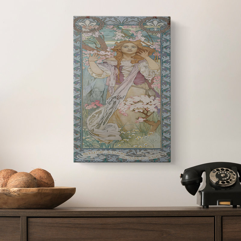 «Maude Adams as Joan of Arc», toile tendue par Alphonse Mucha, 8 x 12
