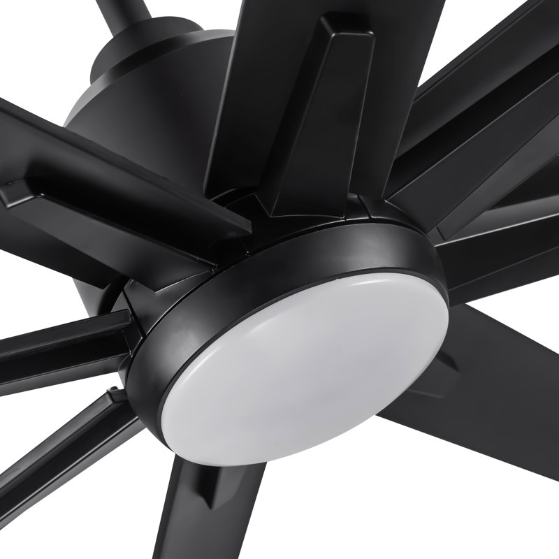 Oversized 72" Modern Smart Ceiling Fan with LED Light, Remote and Work with Tuya APP, Matte Black