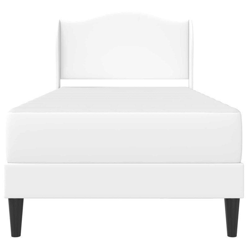 Upholstered Bed Frame with Mattress, Single (3'), White