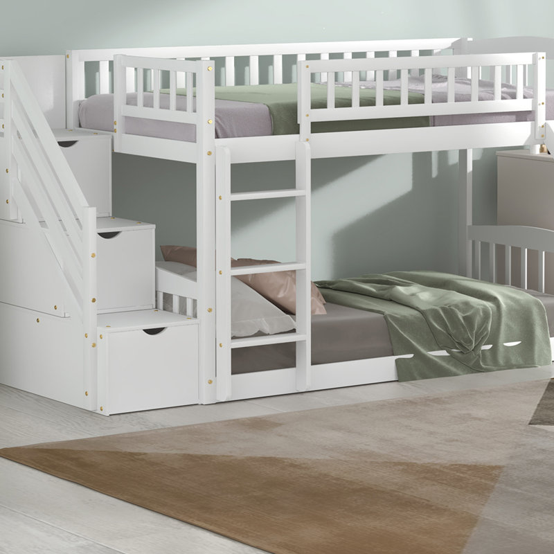 Guillain Kids Twin Over Twin Bunk Bed, White